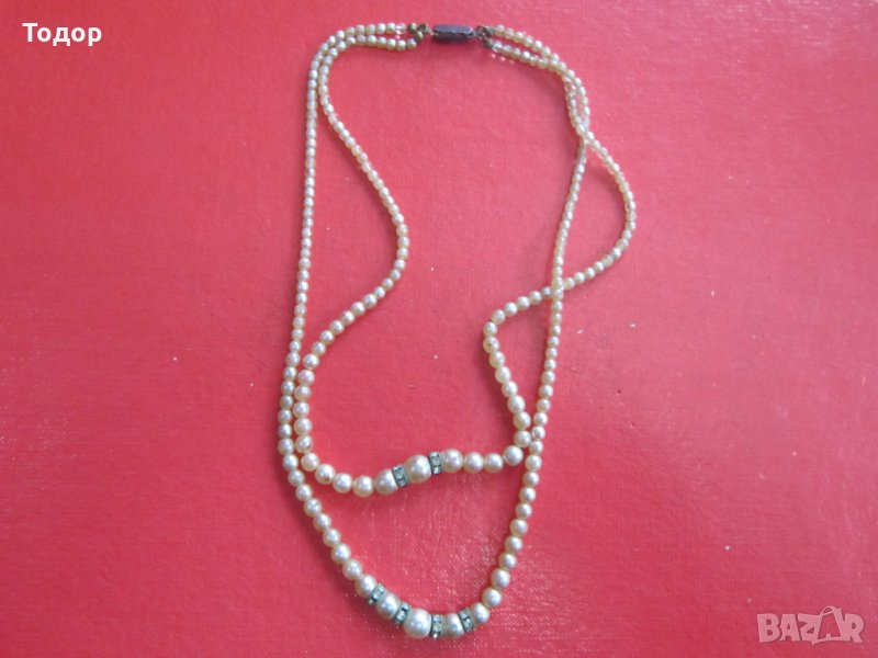 Старинен гердан колие с перли сребро 835, снимка 1