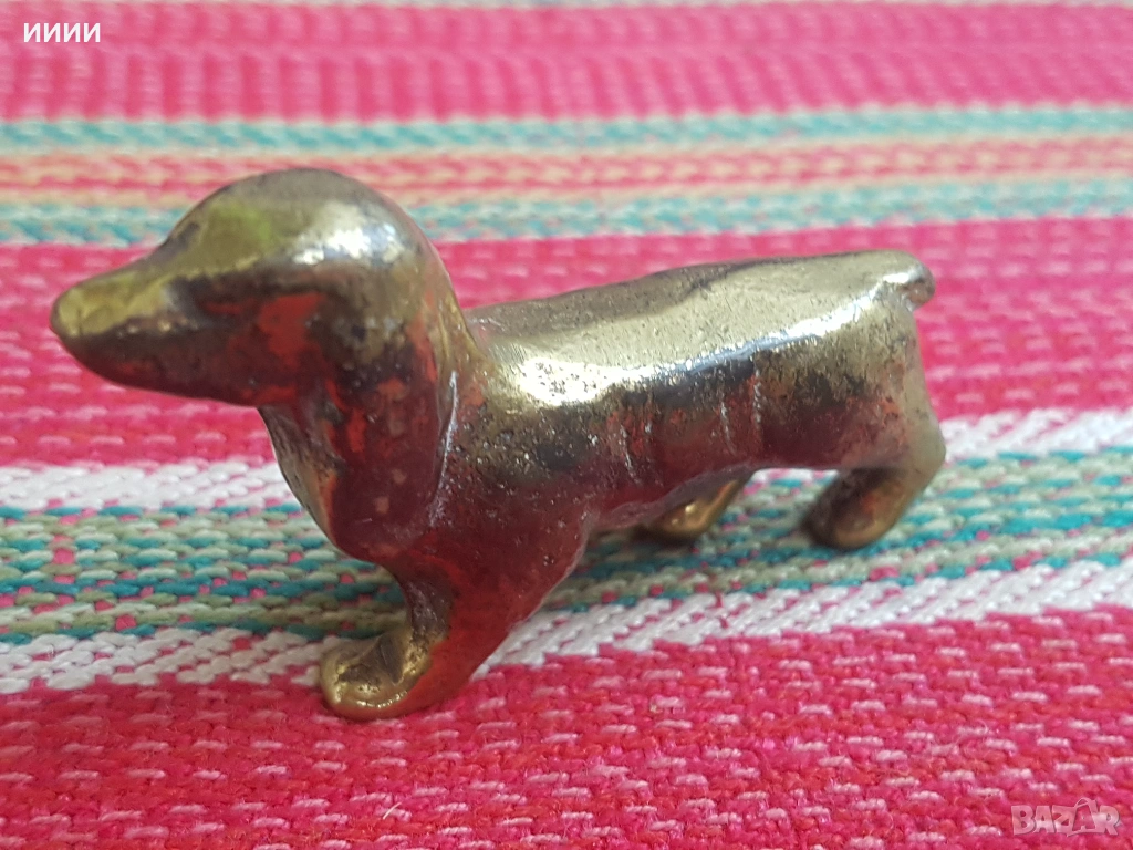 Бронзова пластика статуетка куче, снимка 1