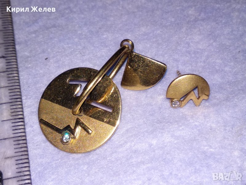 СТАРИ БРОНЗОВИ АРТ НУВО СКЪПОЦЕННИ ОБЕЦИ АНГЛИЯ с РЕАЛНА ДУБЛЕ ПОЗЛАТА с МАРКИРОВКА DOUBLE 38692, снимка 1