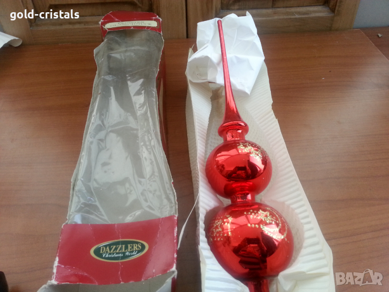 Стъклена играчка за елха връх , снимка 1