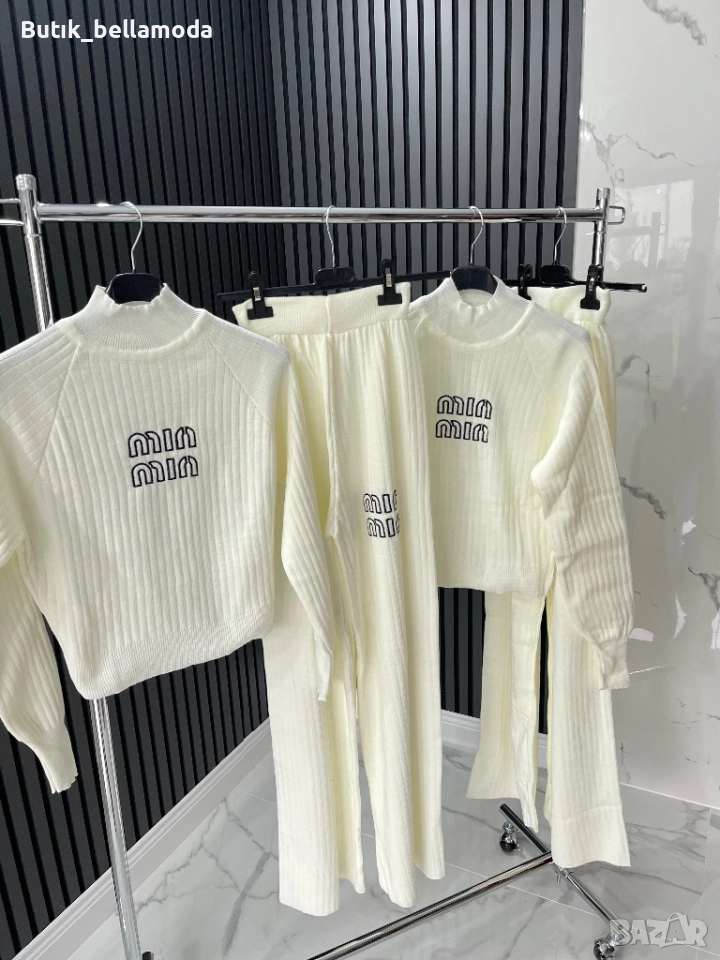 Бял плетен сет , снимка 1