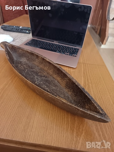 Винтидж дървена декорация в стил лодка, снимка 1