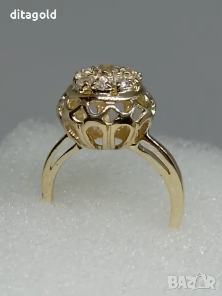 Нов 14К златен пръстен с естествени бели топази, снимка 1