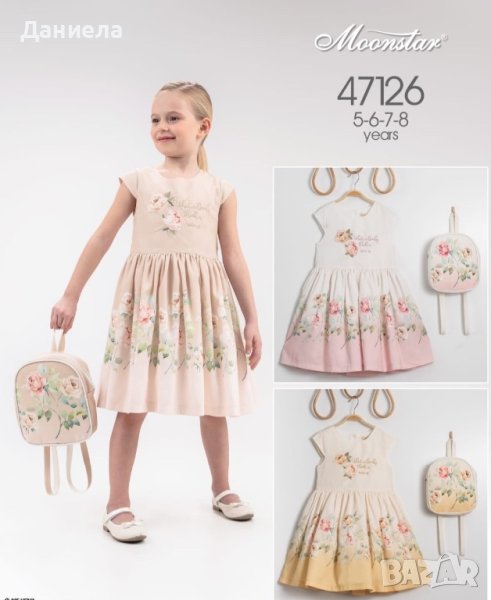 Рокля на рози с раничка, снимка 1