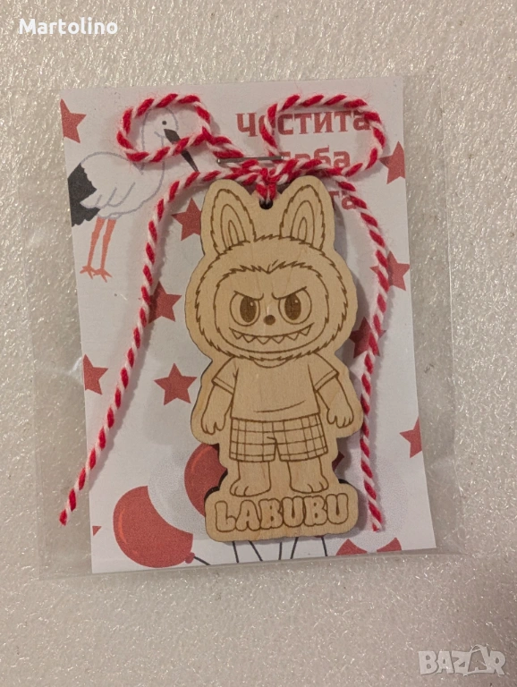 Дървена мартеница за оцветяване Лабубу и други герои, снимка 1