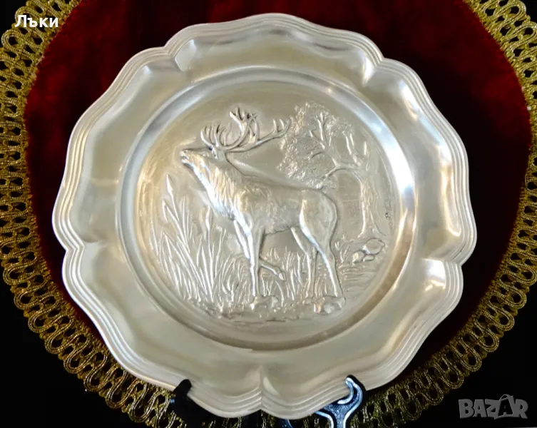 Пано от калай с Елен,гора,лов. , снимка 1