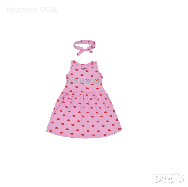 Детска рокля с панделка ,Принцеса, розова, 6-12м., снимка 1