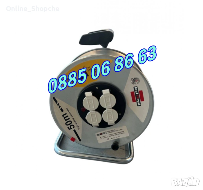 Ел. удължител макара 50 метра с 4 гнезда, снимка 1