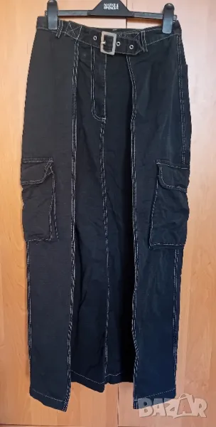 Карго дънкова дълга пола, снимка 1