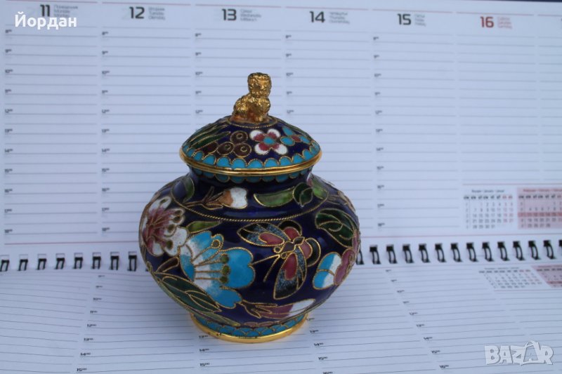 Ваза бронз и емайл, снимка 1