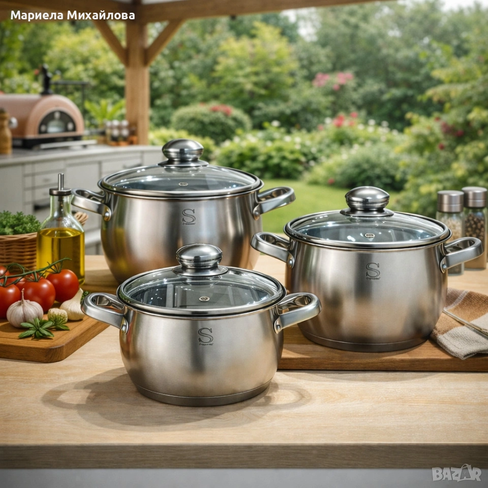 Комплект тенджери Swissgold EMMIE (SG-18099) – 3 броя с 5-слойно капсуловано дъно!, снимка 1