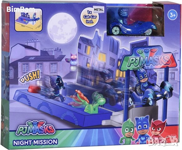 Комплект писта с количка Cat-car Pj Masks Night Mission / Нощна мисия / Dickie, снимка 1