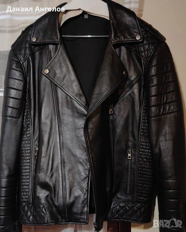 Мъжко кожено байкърско яке, снимка 1