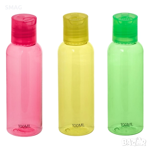 Комплект бутилки за пътуване с принт 100 мл – 3 броя_1232494, снимка 1