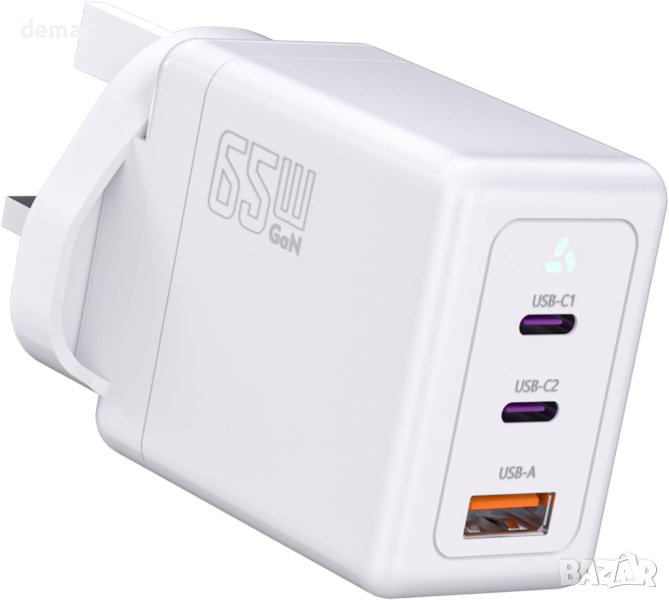 Qurzou 65W USB C адаптер GaN за бързо зареждане, снимка 1