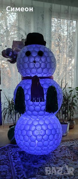 Светещ снежен човек Коледна украса Нощна лампа , снимка 1