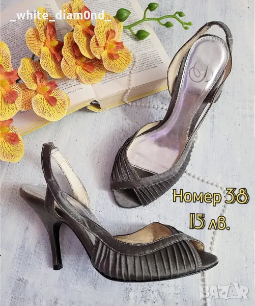 Дамски сребристи сандали на ток номер 38 , снимка 1