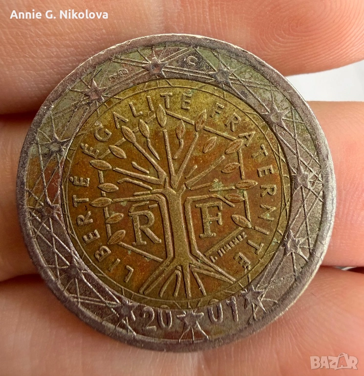 Монета от 2 евро 2001г (Дървото на живота), снимка 1