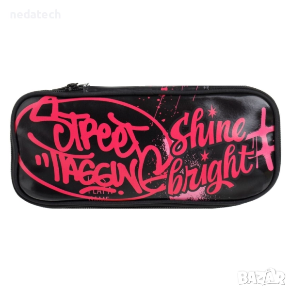 Несесер за училище Decks, Черен - Розов, 23x5x10см ., снимка 1