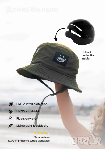 Чисто нова защитна шапка / каска за сърф и водни спортове Smile Surfwear, снимка 5 - Водни спортове - 56233190