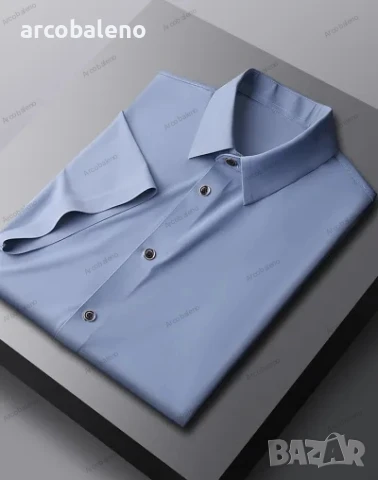 Мъжка риза с къс ръкав от лек леден копринен материал, 5цвята , снимка 7 - Ризи - 50473101