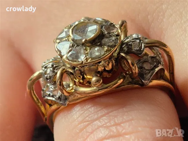 18 карата ЗЛАТЕН с диаманти КРАСИВ ЕЛЕГАНТЕН СТИЛЕН ПРЪСТЕН злато, снимка 7 - Пръстени - 47546941