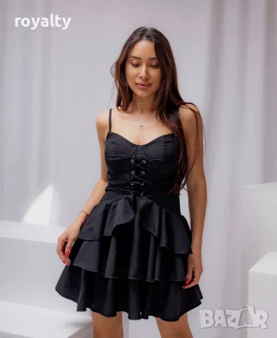 Стилна черна дамска рокля , снимка 2 - Рокли - 49713122