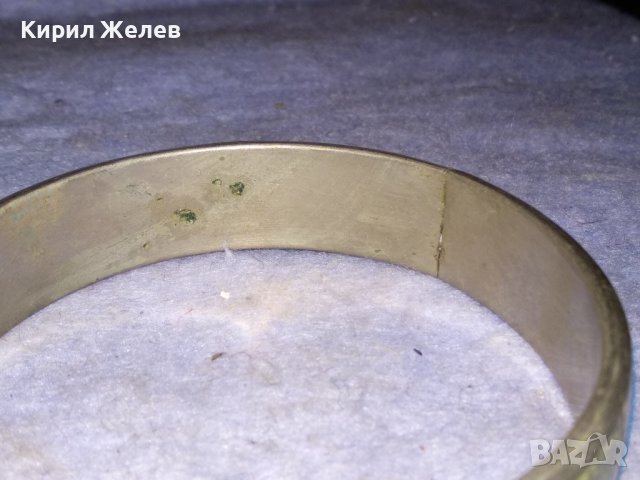 СТАРА ПОСРЕБРЕНА СТОМАНЕНА РЕТРО ГРИВНА ИНКРУСТИРАНА с РЪЧНО ШЛИФОВАН ЗЕЛЕН ЯСПИС 38319, снимка 3 - Антикварни и старинни предмети - 41148212