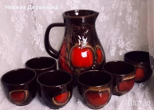 Керамичен сервиз за вино, снимка 2 - Антикварни и старинни предмети - 52921725