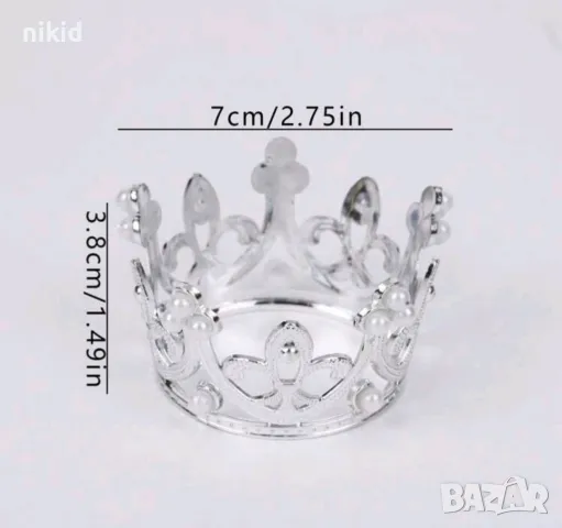 Красива средна корона с перли пластмасова за украса декор на торта парти, снимка 6 - Други - 27782478