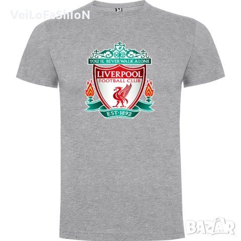 Нова мъжка тениска на футболния отбор Ливърпул (Liverpool) в сив цвят, снимка 1 - Тениски - 44308157