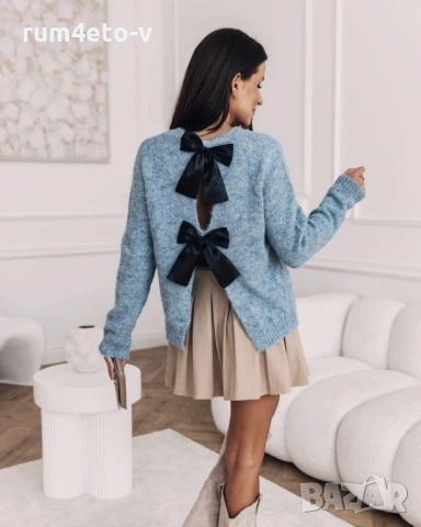 Пуловер с панделки на гърба , снимка 2 - Блузи с дълъг ръкав и пуловери - 53025627