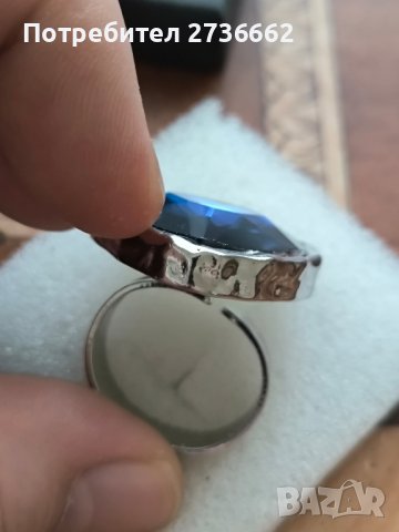 Stainless steel пръстен със син кристал  , снимка 2 - Пръстени - 44373336