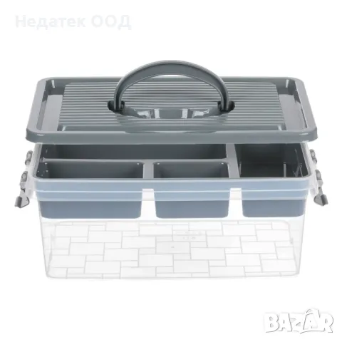 Кутия/ Органайзер, Сив/ прозрачен, 31x21x11.8 см