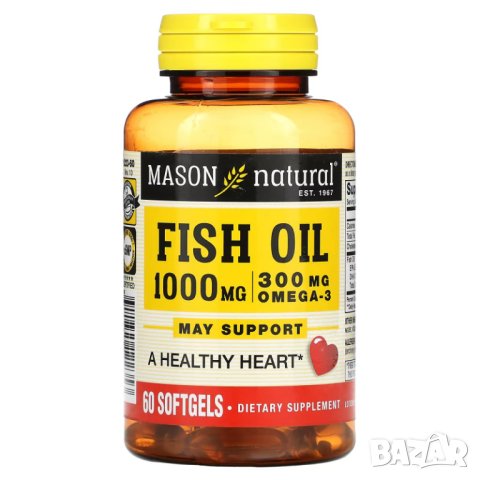 Mason Natural Рибено масло, 1000 мг, 60 дражета в Хранителни добавки в ...