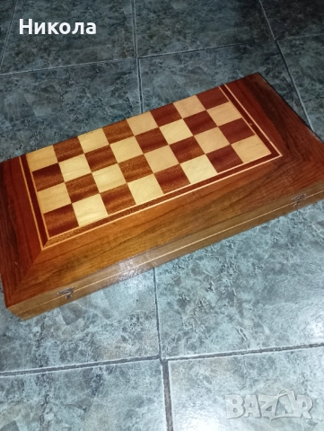 Шах табла 48/48 от соца с дървени фигури и пулове, снимка 7 - Къмпинг мебели - 51628607