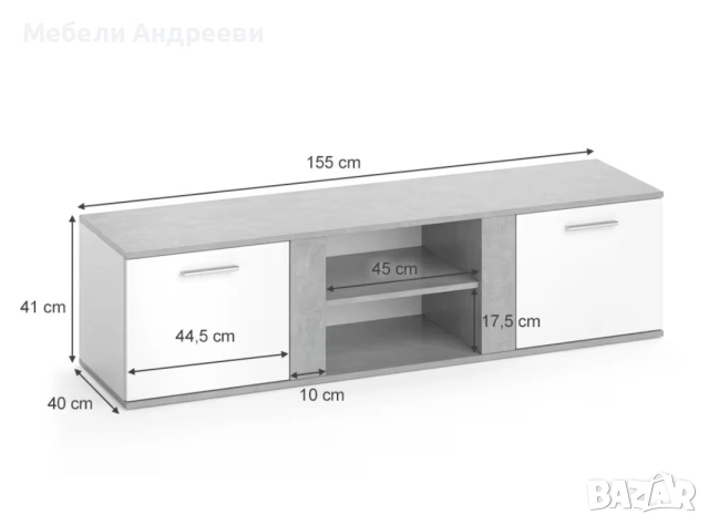 Тв шкаф светло сиво 2711, снимка 2 - Секции и витрини - 53790495
