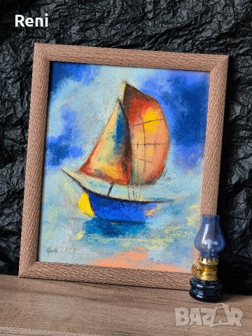 Лято, картина пастел, оригинал, снимка 2 - Картини - 53222116