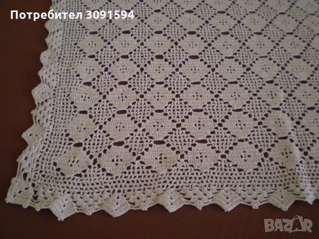 Ретро плетена на една кука малка покривка цвят слонова кост , снимка 4 - Антикварни и старинни предмети - 35778487