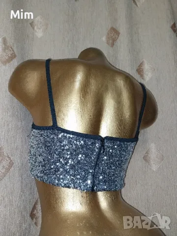 BIK BOK S Бюстие със сребристи пайети , снимка 5 - Корсети, бюстиета, топове - 50227937