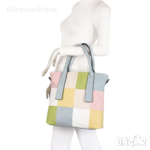 Шарена дамска чанта с разноцветна дръжка, снимка 10 - Чанти - 52242668