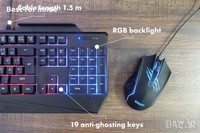 Геймърска клавиатура SCHWAIGER Gaming Tastatur GT108, RGB подсветка, снимка 8 - Клавиатури и мишки - 35948201