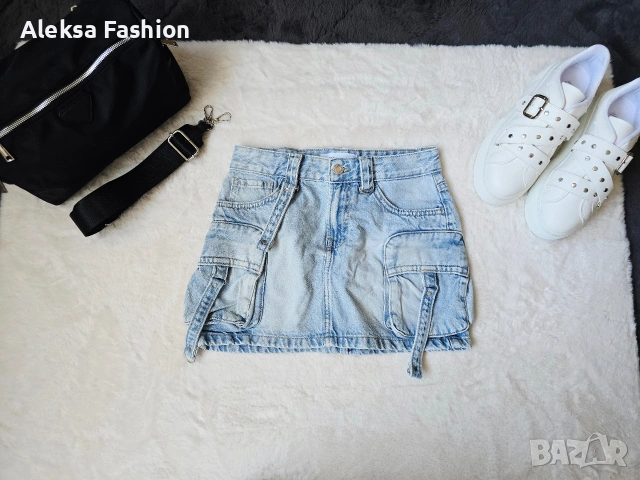 Bershka дамска къса дънкова пола , снимка 3 - Поли - 51134022