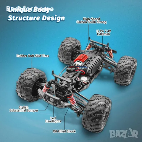 Високоскоростни радиоуправляеми автомобили 40 км/ч от DJIETOYS, снимка 4 - Коли, камиони, мотори, писти - 48454662