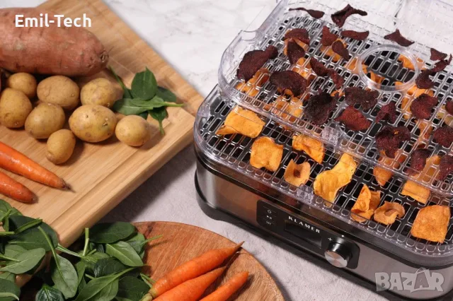 Дехидратор KLAMER 400W, 5 тави, таймер 24ч, 35–70°C, снимка 4 - Други - 55971102