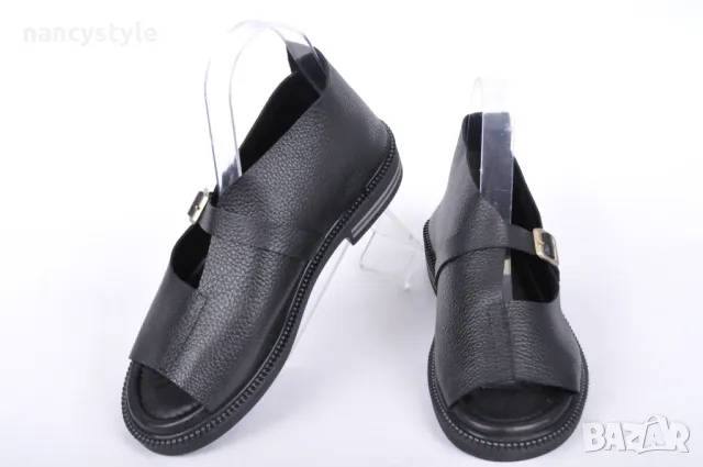 СЕЗОН'25! Ефектни ниски дамски сандали от естествена кожа - Два цвята, снимка 7 - Сандали - 49783767