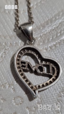 Сребърно колие Pandora с висулка сърце love , снимка 3 - Колиета, медальони, синджири - 44329281