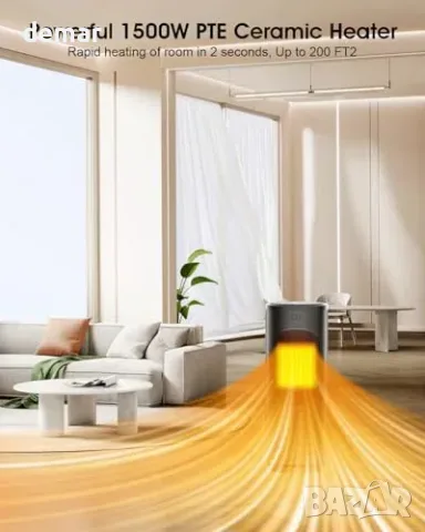 Преносим керамичен отоплител 1800 W с дистанционно и термостат, снимка 4 - Отоплителни печки - 55948478
