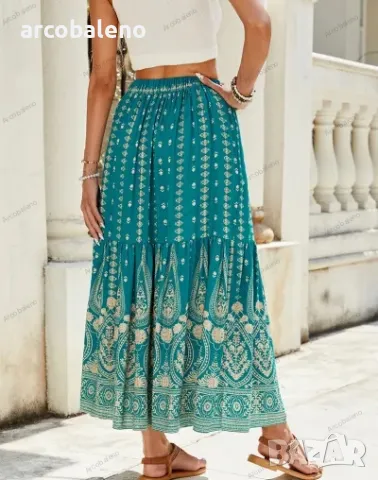 Дамска бохемска празнична пола с висока талия, 3цвята , снимка 11 - Поли - 49623203