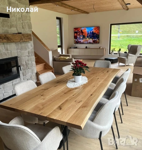 Трапезна маса масив и желязо , снимка 2 - Маси - 53541765